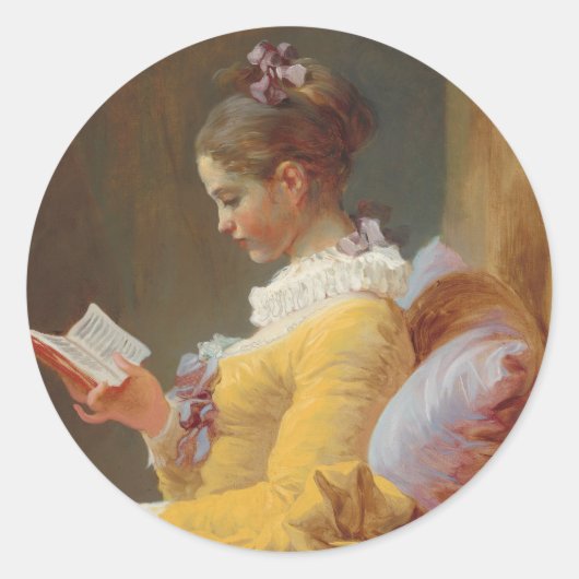 A Young Girl'読s, The Reader by J. Fragonard ラウンドシール (正面)