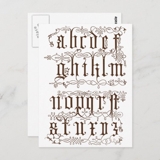 A-Zアルファベットの例示的アクセサリー ポストカード (正面/裏面)