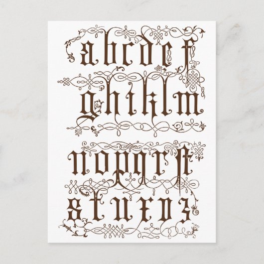 A-Zアルファベットの例示的アクセサリー ポストカード (正面)