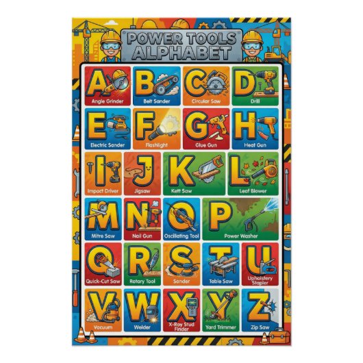 A-Z パワーツール アルファベット ポスター (正面)