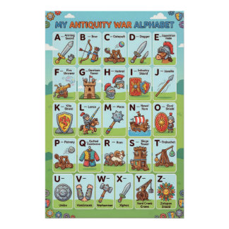 A-Z 古代戦争アルファベット ポスター