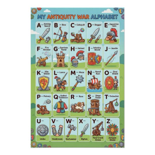 A-Z 古代戦争アルファベット ポスター (正面)