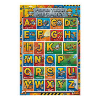 A-Z Power Tools Alphabet ポスター