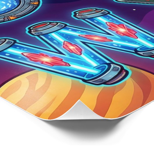 A-Z Retro Scifi Alphabet ポスター (コーナー)