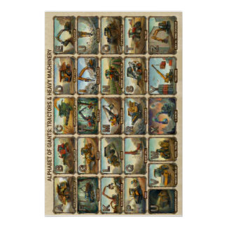 A-Z Tractors and Heavy Equipment Alphabet ポスター