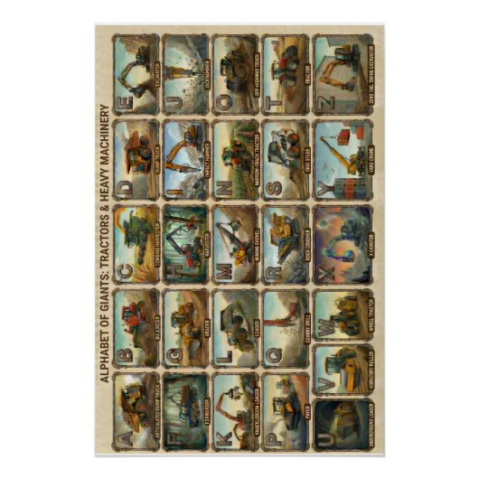 A-Z Tractors and Heavy Equipment Alphabet ポスター (正面)
