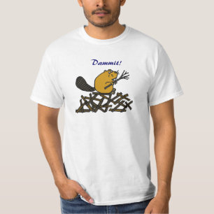 AA-おもしろいなビーバーのDammitワイシャツ Tシャツ