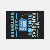 Aaa電池の走My膵臓1型糖尿病 フリースブランケット (正面(横))