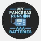 AAA電池走の私の膵臓タイプ1糖尿病 ラウンドシール (正面)