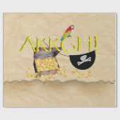AAARGH – 海賊版オウム、宝箱&アイパッチ ラッピングペーパー (フラット)