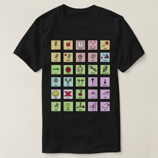 AACコアボード音声病理学音声セラピスト Tシャツ (デザイン正面)