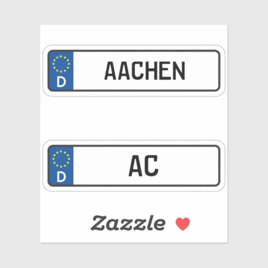 Aachen kennzeichen，ドイツ自動車免許プレート シール (シート)