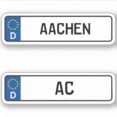 Aachen kennzeichen，ドイツ自動車免許プレート シール (正面)