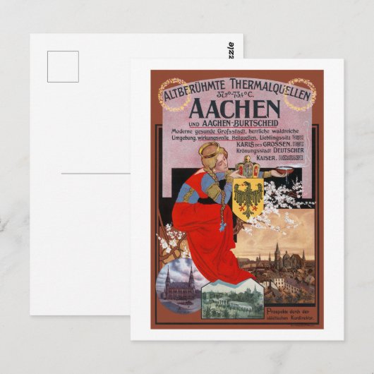 Aachen Vintage Poster Germany 1910 ポストカード (正面/裏面)