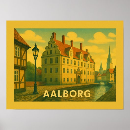 Aalborg Denmark Cityscape ポスター (正面)
