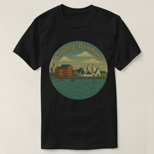 Aalborg Denmark Cityscape Tシャツ (デザイン正面)