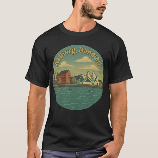 Aalborg Denmark Cityscape Tシャツ (正面)