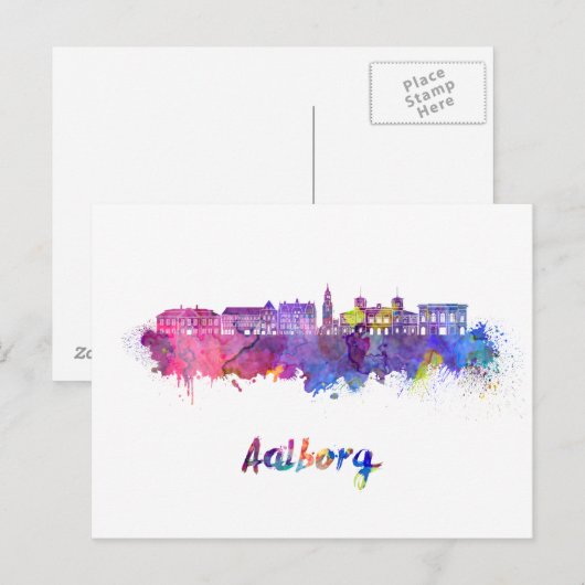 Aalborg skyline in watercolor ポストカード (正面/裏面)