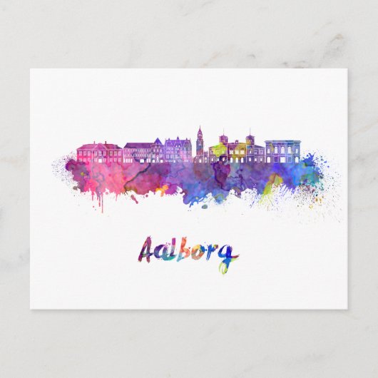 Aalborg skyline in watercolor ポストカード (正面)