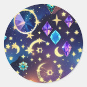 AAlexandrite Sapphire Celestial Moon Luxury Gem  ラウンドシール (正面)