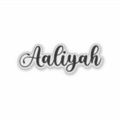Aaliyahの名前 – 手書き書 シール (正面)