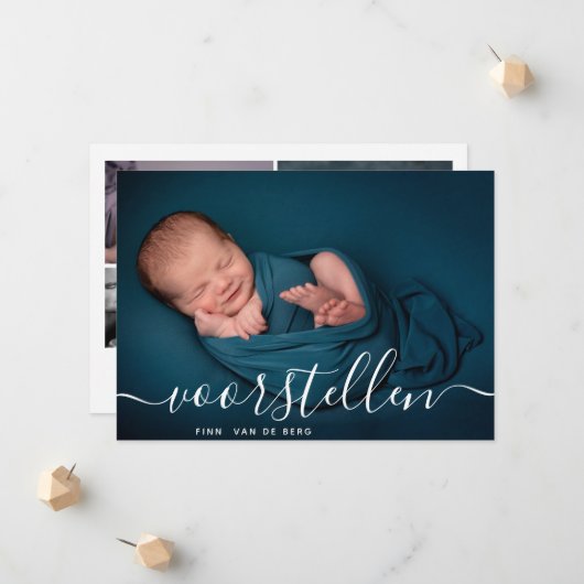 Aangepaste FotocollageスクリプトヴォオルステレンGeboorte 案内状 (正面/裏面インサイチュ)