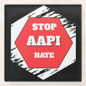 AAPIヘイトを止めよう ガラスコースター (正面)