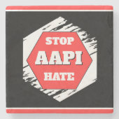 AAPIヘイトストップ 矩形 ストーンコースター (正面)