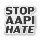 AAPI嫌いストップ、白黒ステッカー シール (正面)