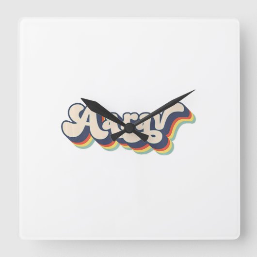 Aarav名パーソナライズされた名姓Aarav P スクエア壁時計 (正面)