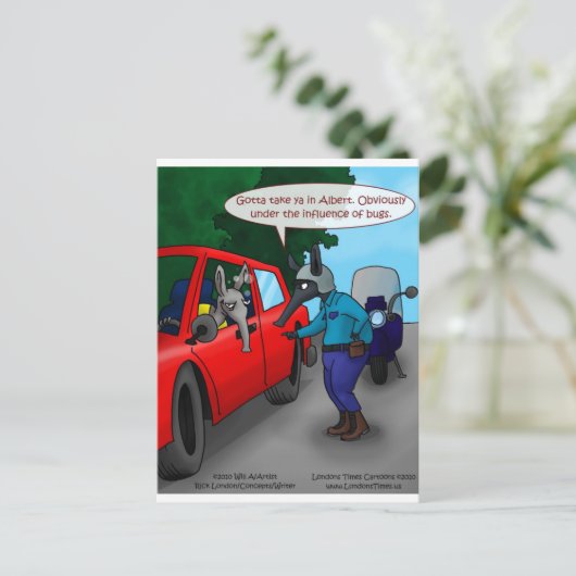 Aardvark運転しながらBagged Teesマグおもしろいギフト ポストカード (スタンド正面)