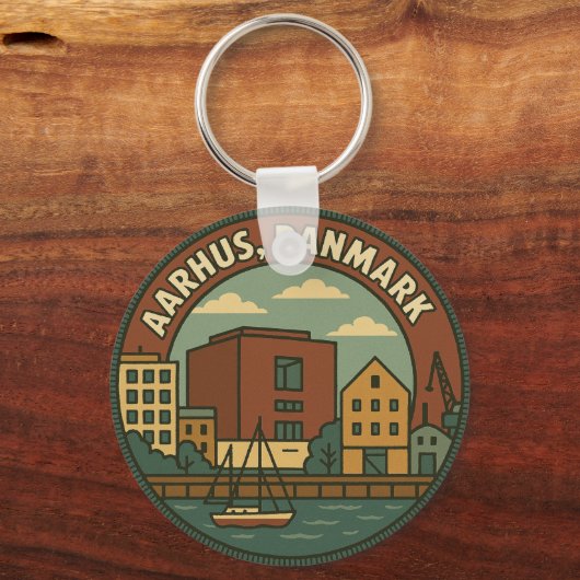 Aarhus Denmark Cityscape キーホルダー (正面)