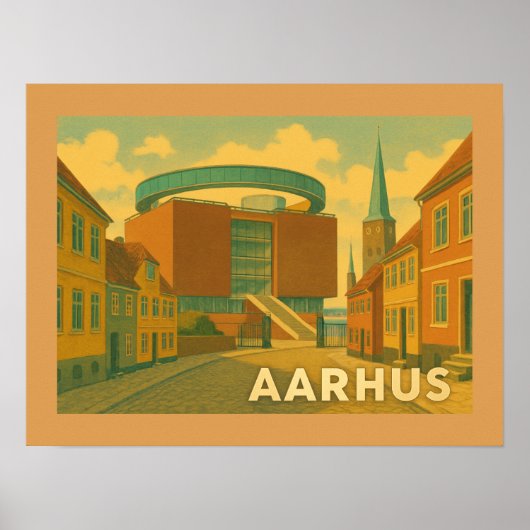 Aarhus Denmark Cityscape ポスター (正面)