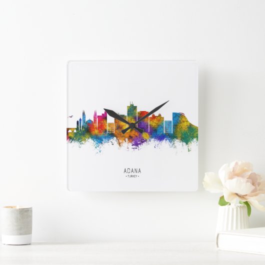 Aarhus Denmark Skyline スクエア壁時計 (ホーム)