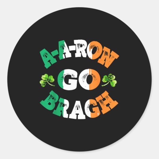 Aaron Erin Go Bragh Shamrock St.patrick's Day  ラウンドシール (正面)