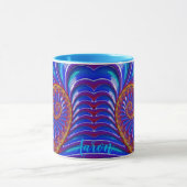 AARON ~ GLOSSY 3D Zany Blue Yellow Fractal ~ Mug マグカップ (中央)