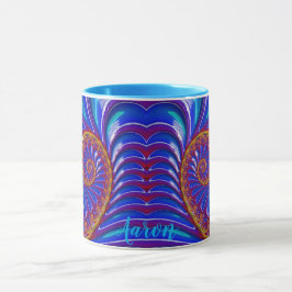 AARON ~ GLOSSY 3D Zany Blue Yellow Fractal ~ Mug  マグカップ