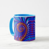 AARON ~ GLOSSY 3D Zany Blue Yellow Fractal ~ Mug  マグカップ (正面左)