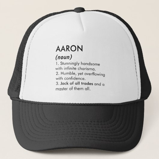 Aaron name, Editable name, Custom name キャップ (正面)