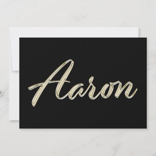 Aaron Name white gold Handwriting Karte カード (正面)