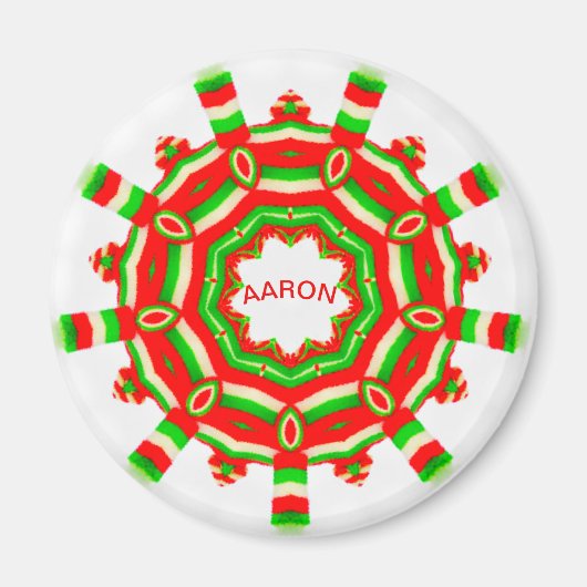 AARON ~ Personalised Christmas Wheel Fractal ~  マグネット (正面)