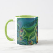 AARON ~ Zany 3D Fractal ~ Purple Green Yellow Mug  マグカップ (左)