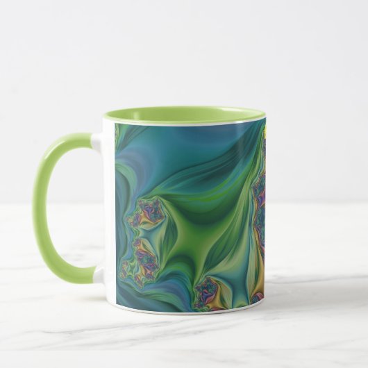 AARON ~ Zany 3D Fractal ~ Purple Green Yellow Mug  マグカップ (左)