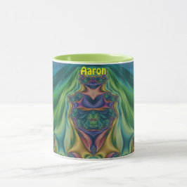 AARON ~ Zany 3D Fractal ~ Purple Green Yellow Mug  マグカップ