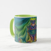 AARON ~ Zany 3D Fractal ~ Purple Green Yellow Mug  マグカップ (正面左)