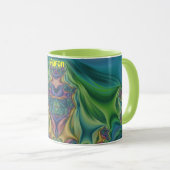 AARON ~ Zany 3D Fractal ~ Purple Green Yellow Mug  マグカップ (正面右)