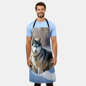 Aaskan Malamute雪のクリスマスを許可 エプロン (着用した状態)
