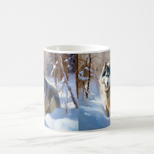 Aaskan Malamute雪のクリスマスを許可 コーヒーマグカップ (中央)