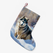 Aaskan Malamute雪のクリスマスを許可 スモールクリスマスストッキング (正面 (吊り時))