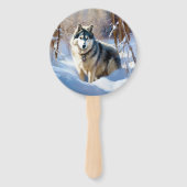 Aaskan Malamute雪のクリスマスを許可 ハンドファン (正面)